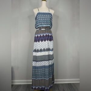 Crescent Women’s Gorgeous Kaleidoscope Pattern Open Back Maxi Dress Size Large